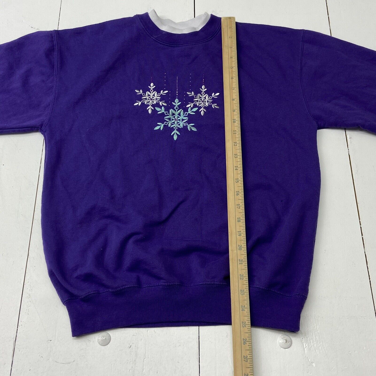 Vintage M&C Sportswear Purple Christmas Holiday Sweater Snowflakes Wom -  beyond exchange