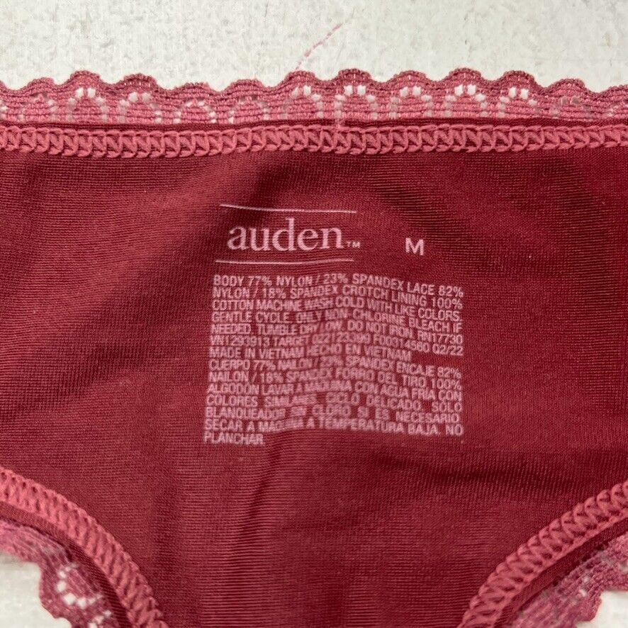 Women's Heart Print Lace Trim Cotton Thong - Auden™ Red XL