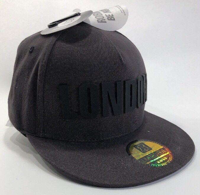 Robin Ruth Limited Edition Original LONDON Gray Black Snap back Hat Cap  Rubber*