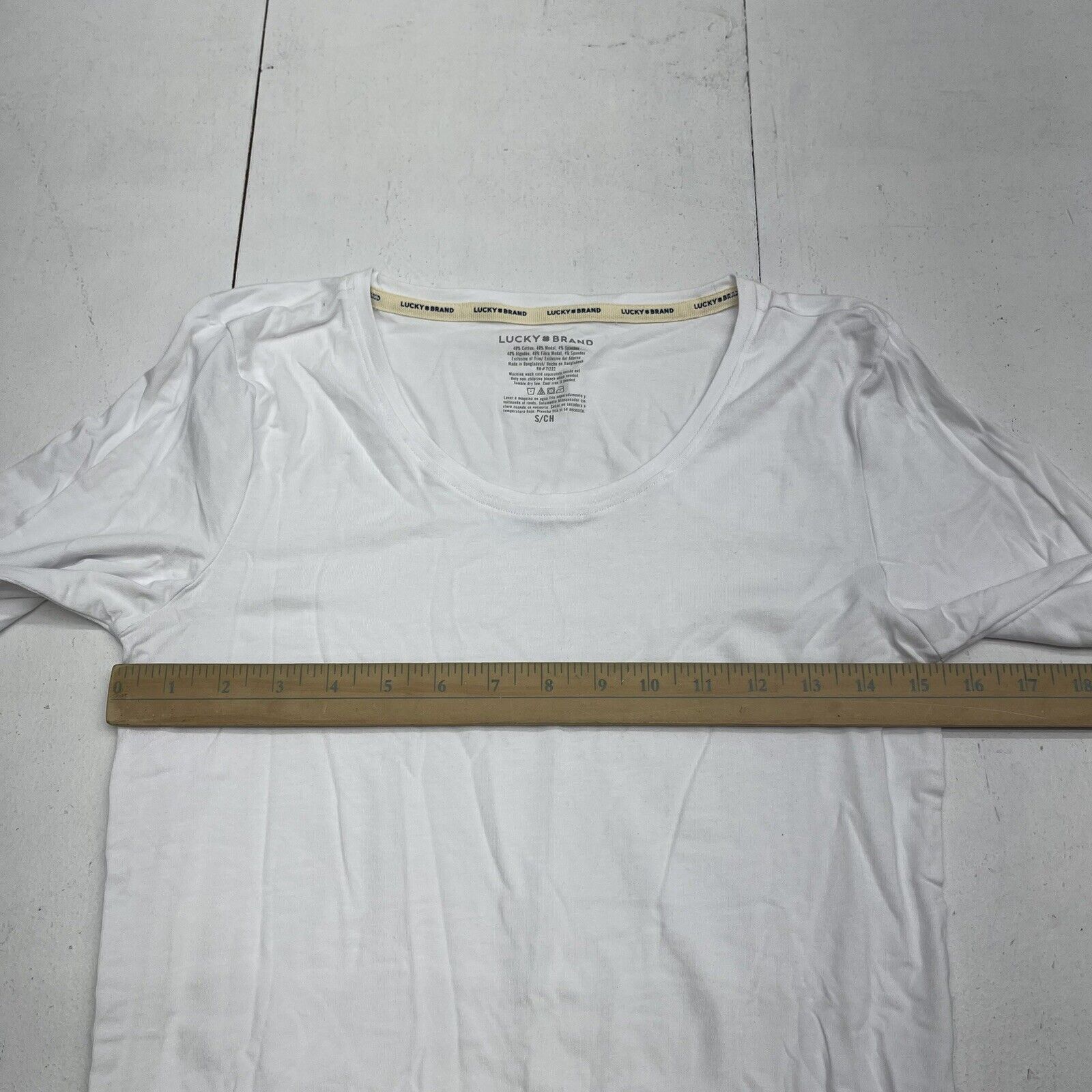 Lucky Brand White Cotton Blend Long Sleeve T Shirt Women's Small