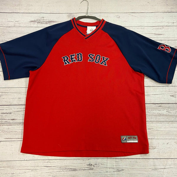 Vintage True Fan Boston Red Sox MLB Red Navy Button Up Jersey Adult Si -  beyond exchange