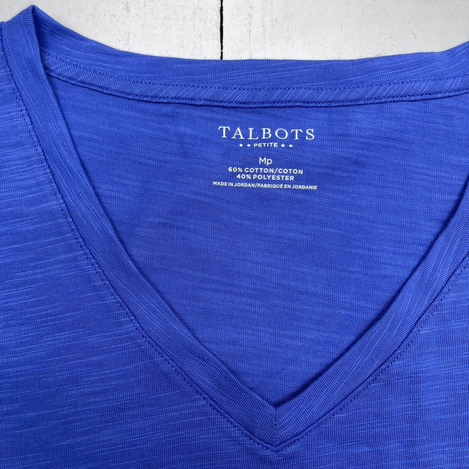 Talbots Blue Short Cinched Tie Sleeve V Neck Women’s Petite Medium New