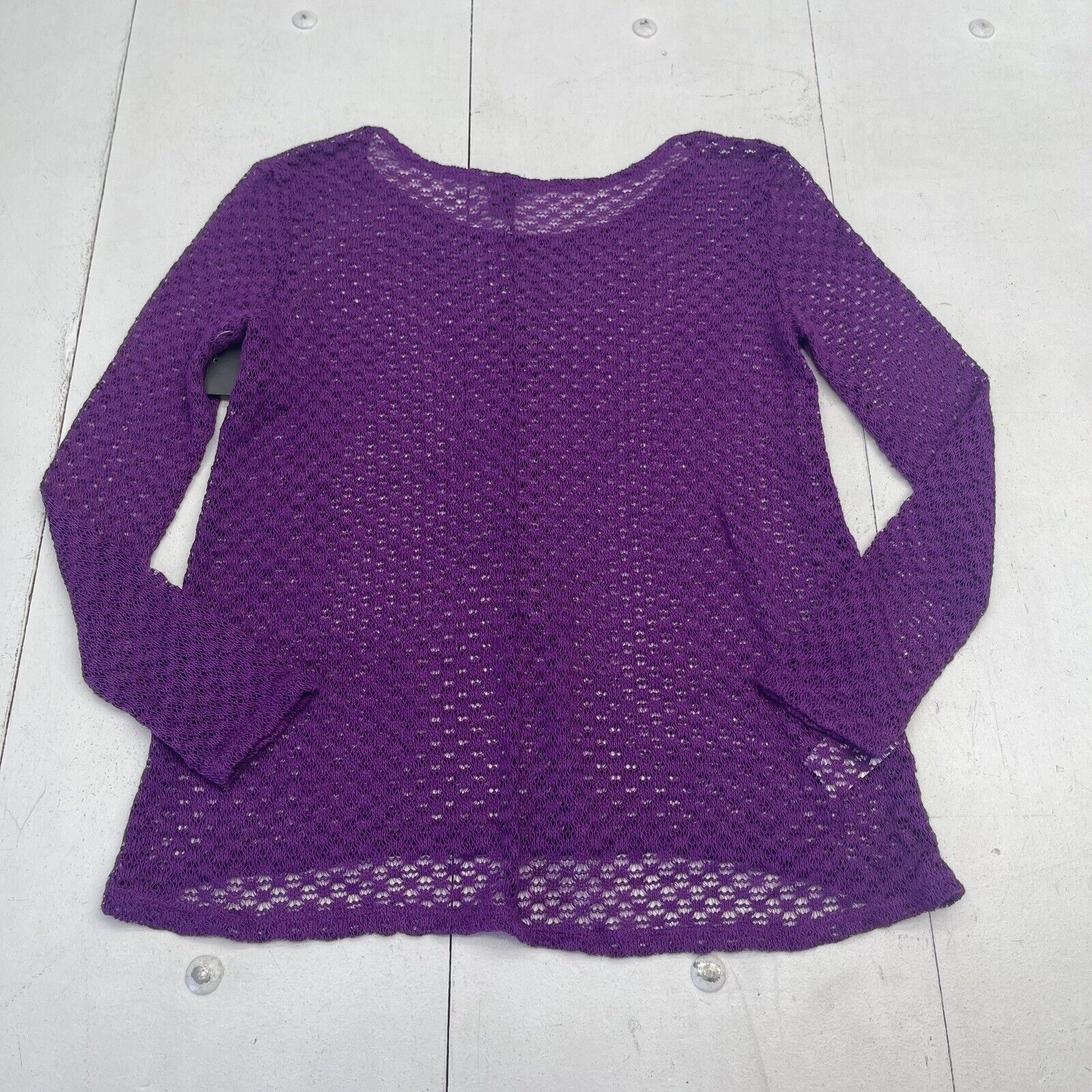 Eddie Bauer Pansy Purple Texture Knit Long Sleeve Women's