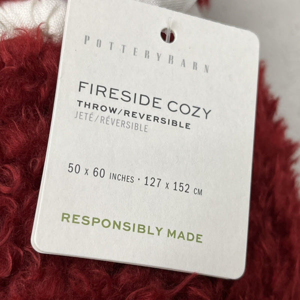 Pottery Barn Red Fireside Cozy Sherpa Reversable Throw Blanket