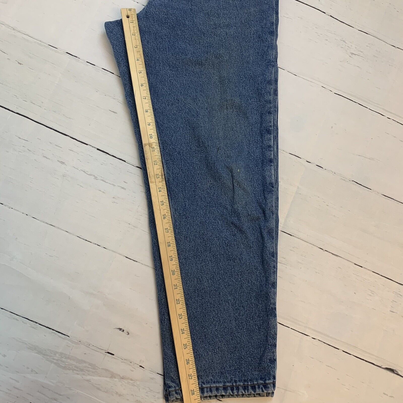 Eddie Bauer Fleece Lined Jeans Men 34x28 Blue Denim Plaid Regular