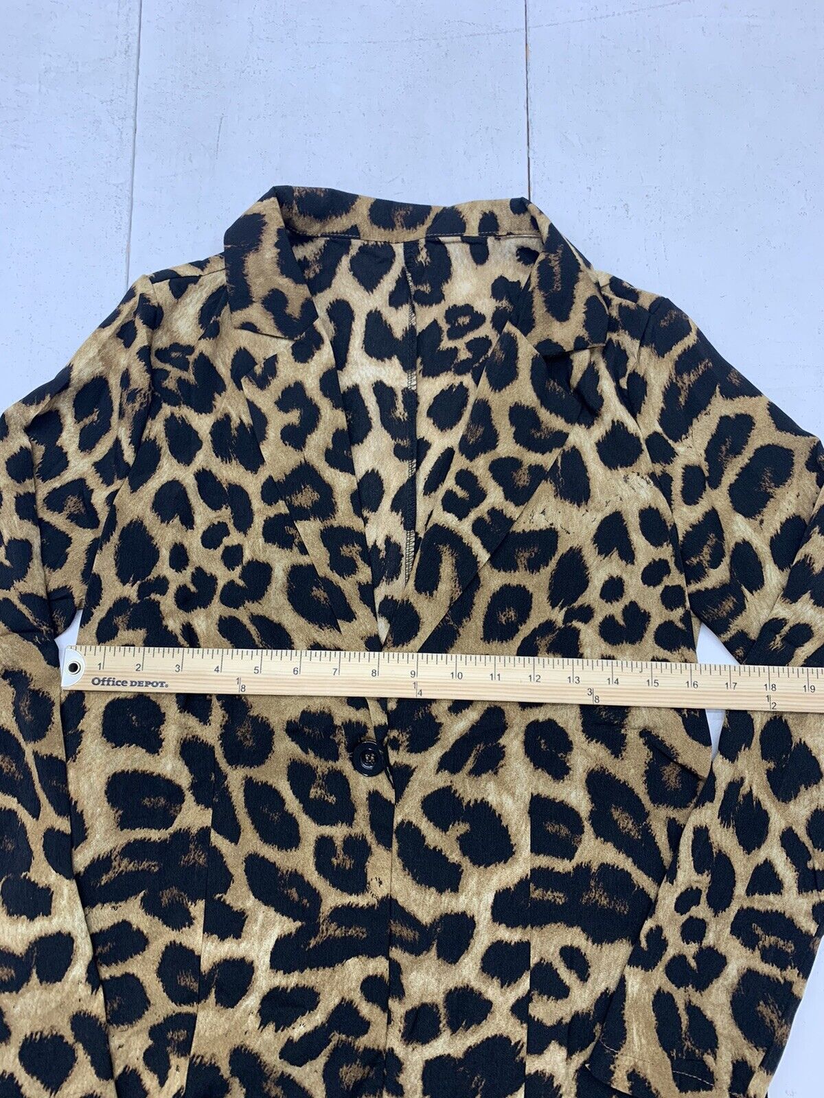 Shein Curve Brown Cheetah Print Button Up Long Sleeve Blouse Size