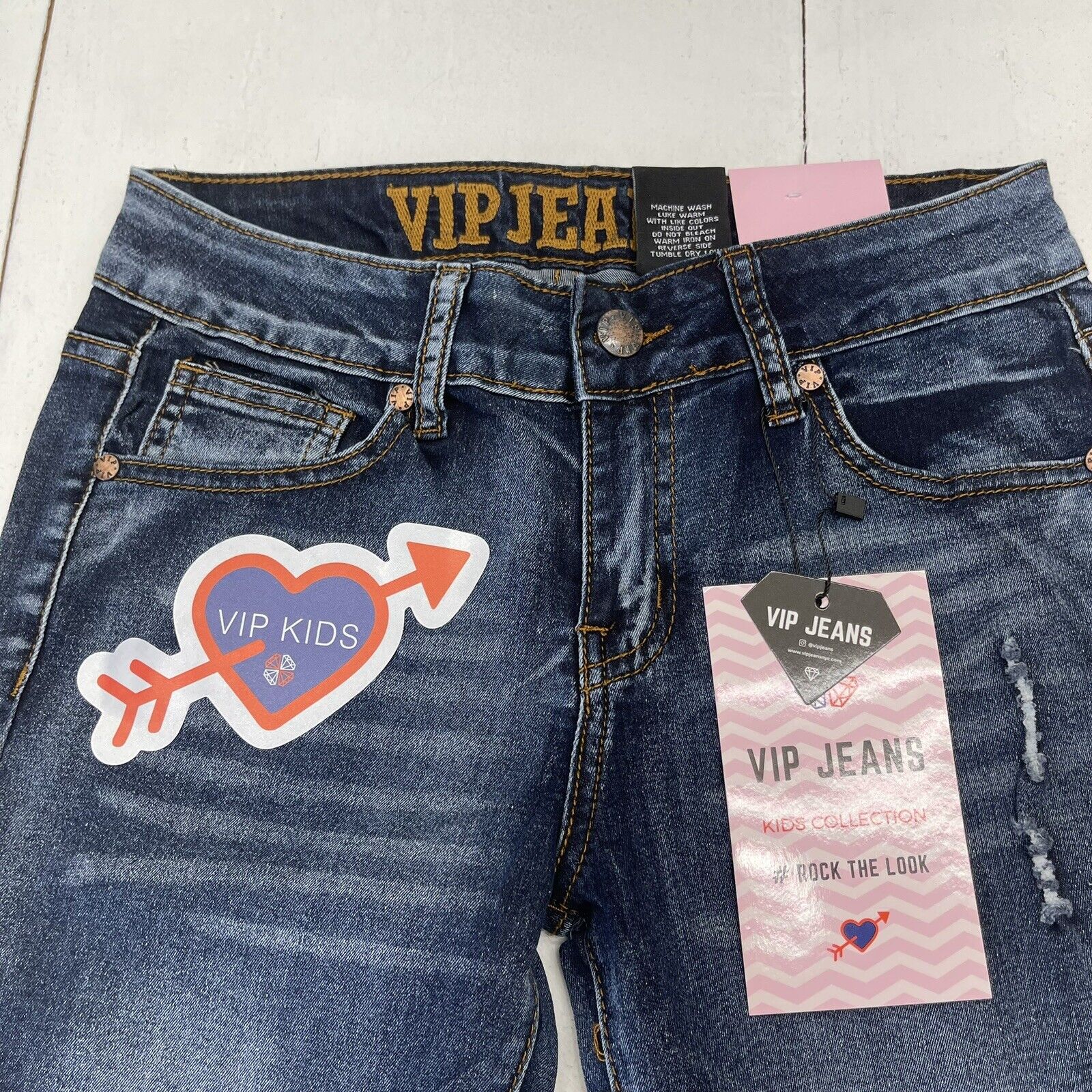 VIP Jeans Blue Distressed Skinny Jeans Youth Girls Size 12 New
