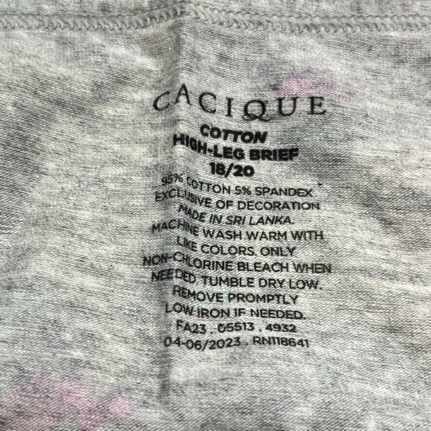 Cacique Gray Floral Print Full Brief Underwear Women's Size 34/36
