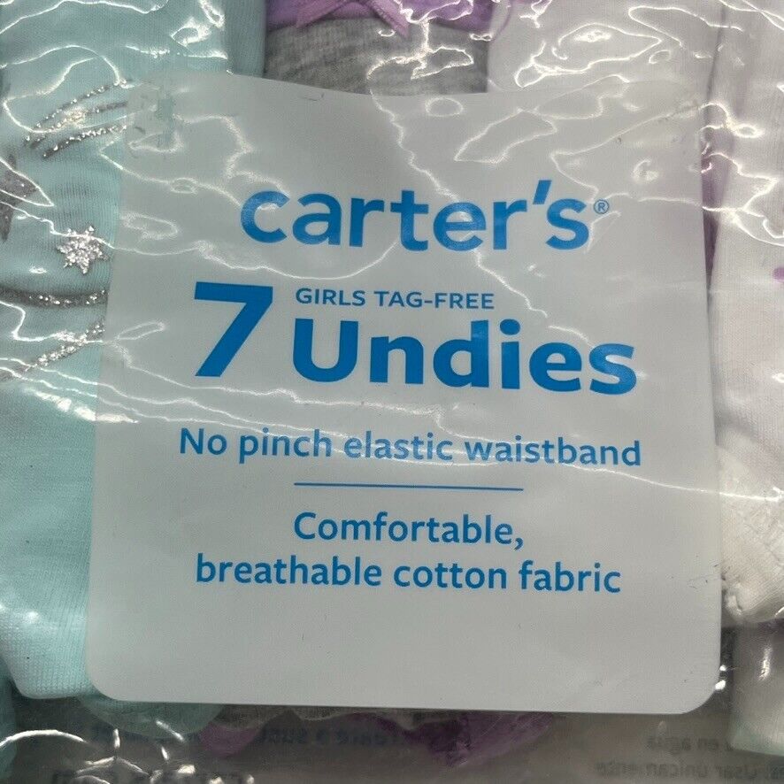 Carters 7 Pack Printed Tag-less Underwear Girls Size 6/6x NEW