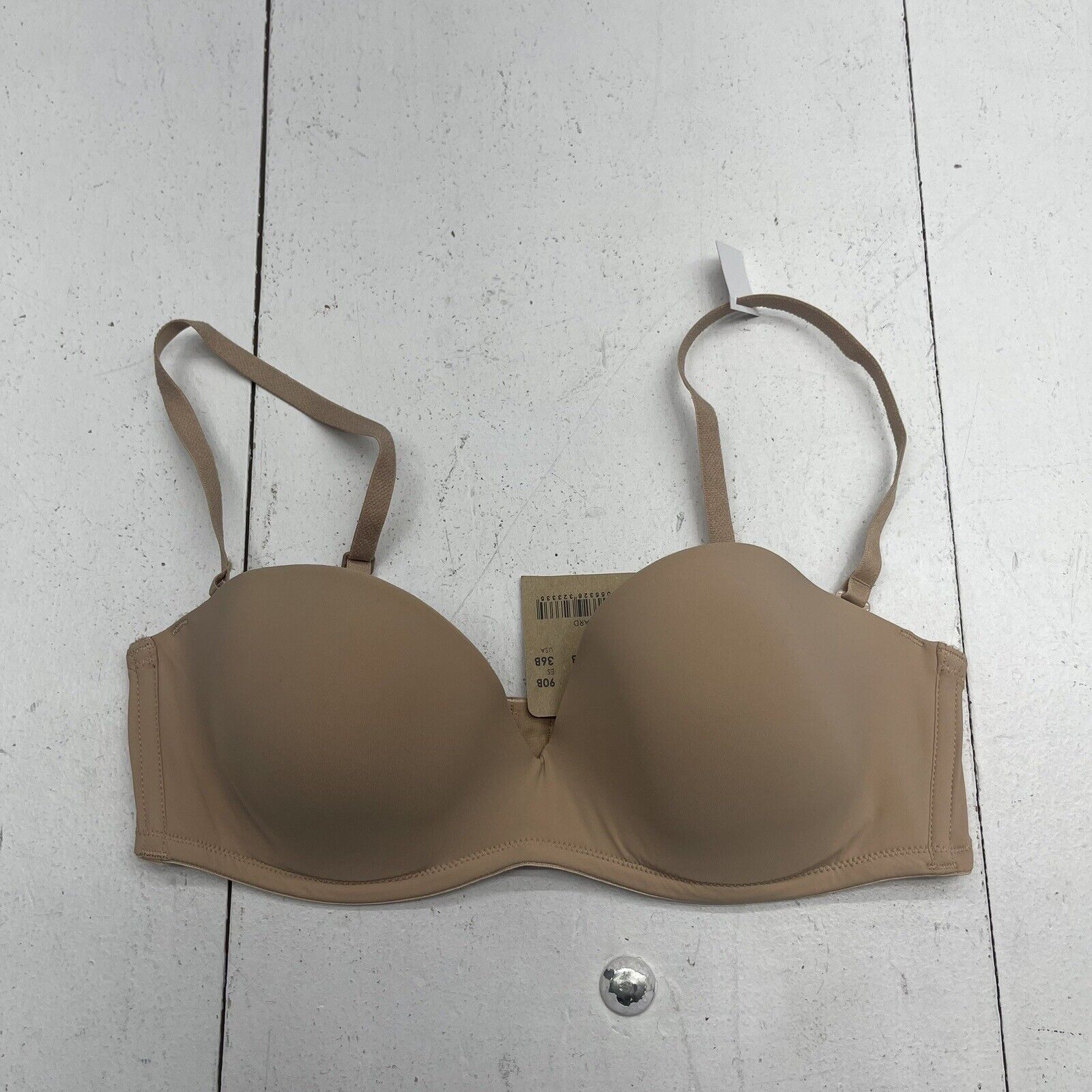Tezenis Nude Padded Strapless Bandeau Bra Women's Size 36B New