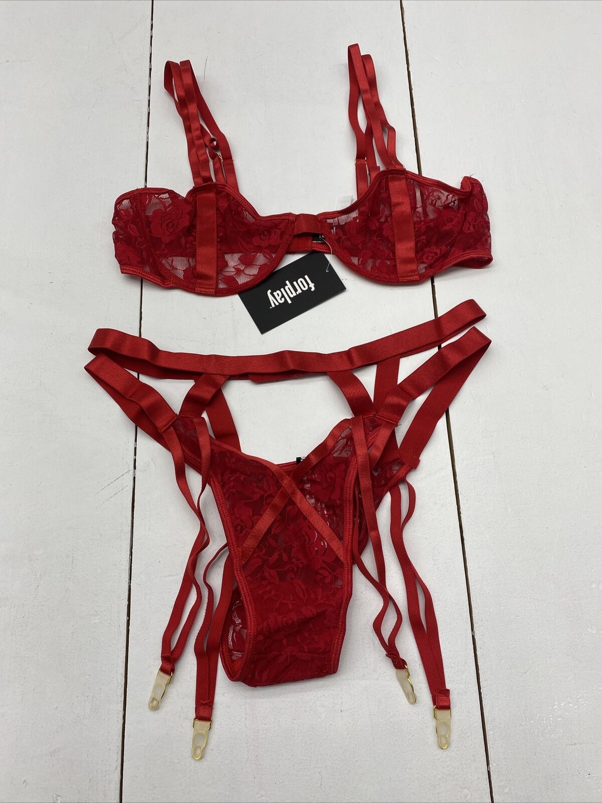 Forplay 771615 Red Buy Me Flowers Lingerie Set By ForPlay Size XLarge -  beyond exchange