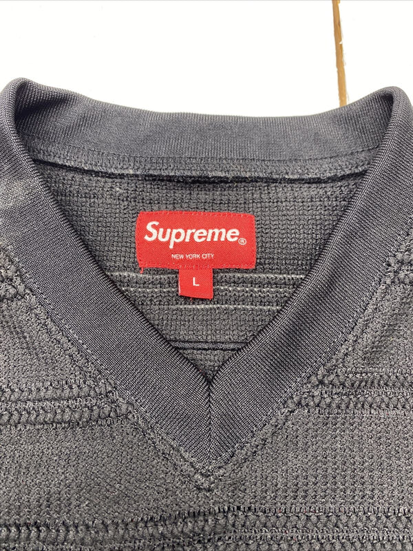 SUPREME MESH STRIPE FOOTBALL JERSEY BLACK SIZE LARGE - beyond exchange