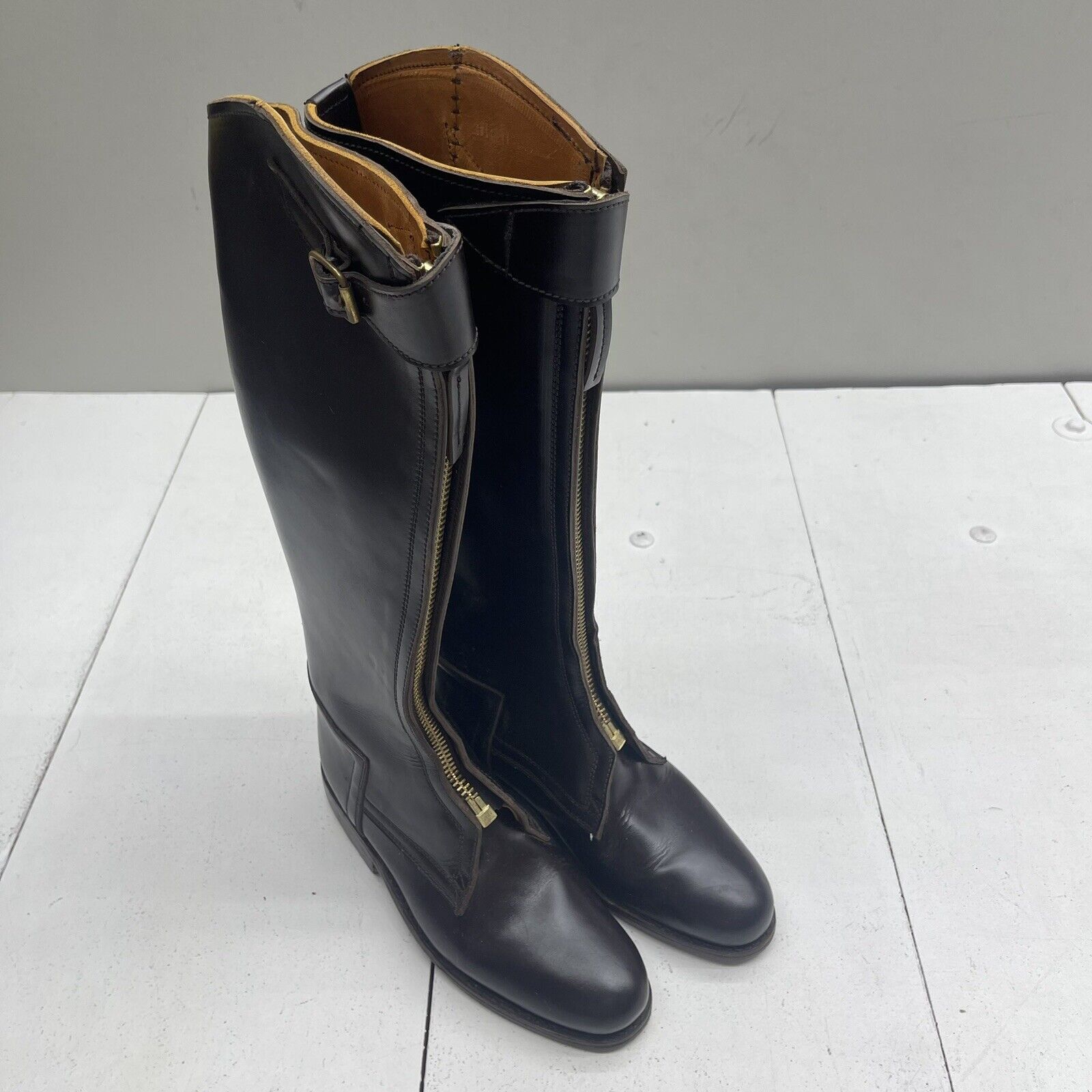 Black polo boots with clearance zipper