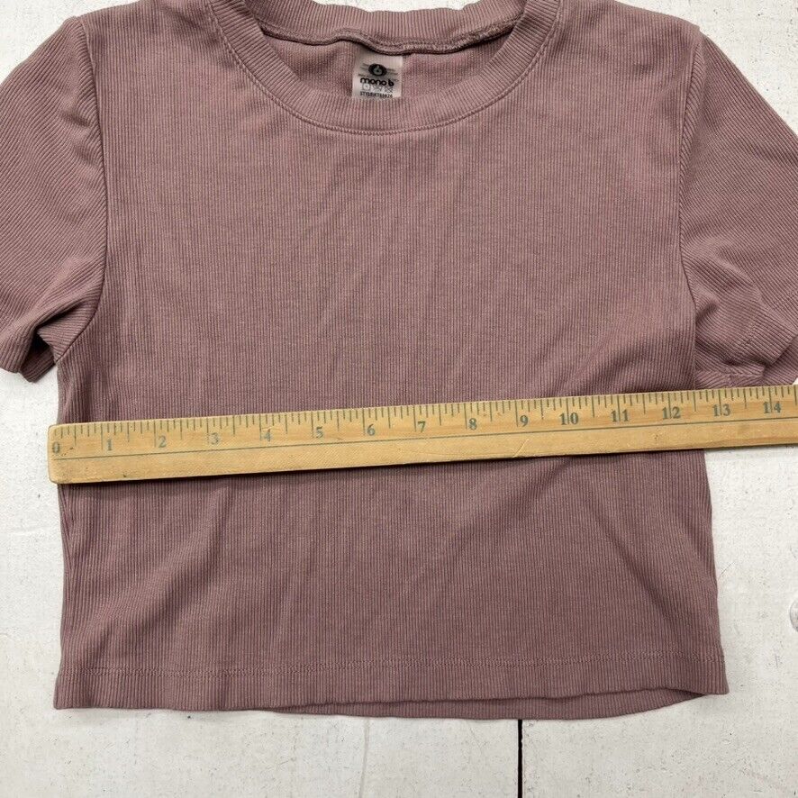 Mono B Mauve Ribbed Cropped Short Sleeve T-Shirt Women's Size Large -  beyond exchange