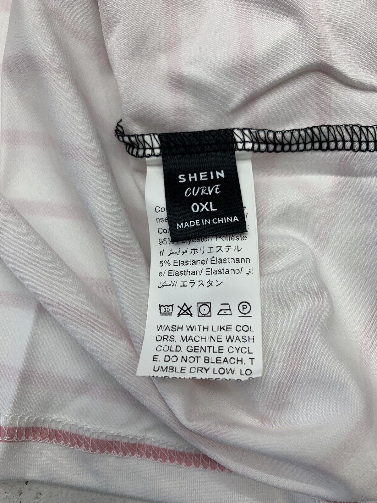 Shein Curve Womens Black White Pink Short Sleeve Shirt Size 0XL