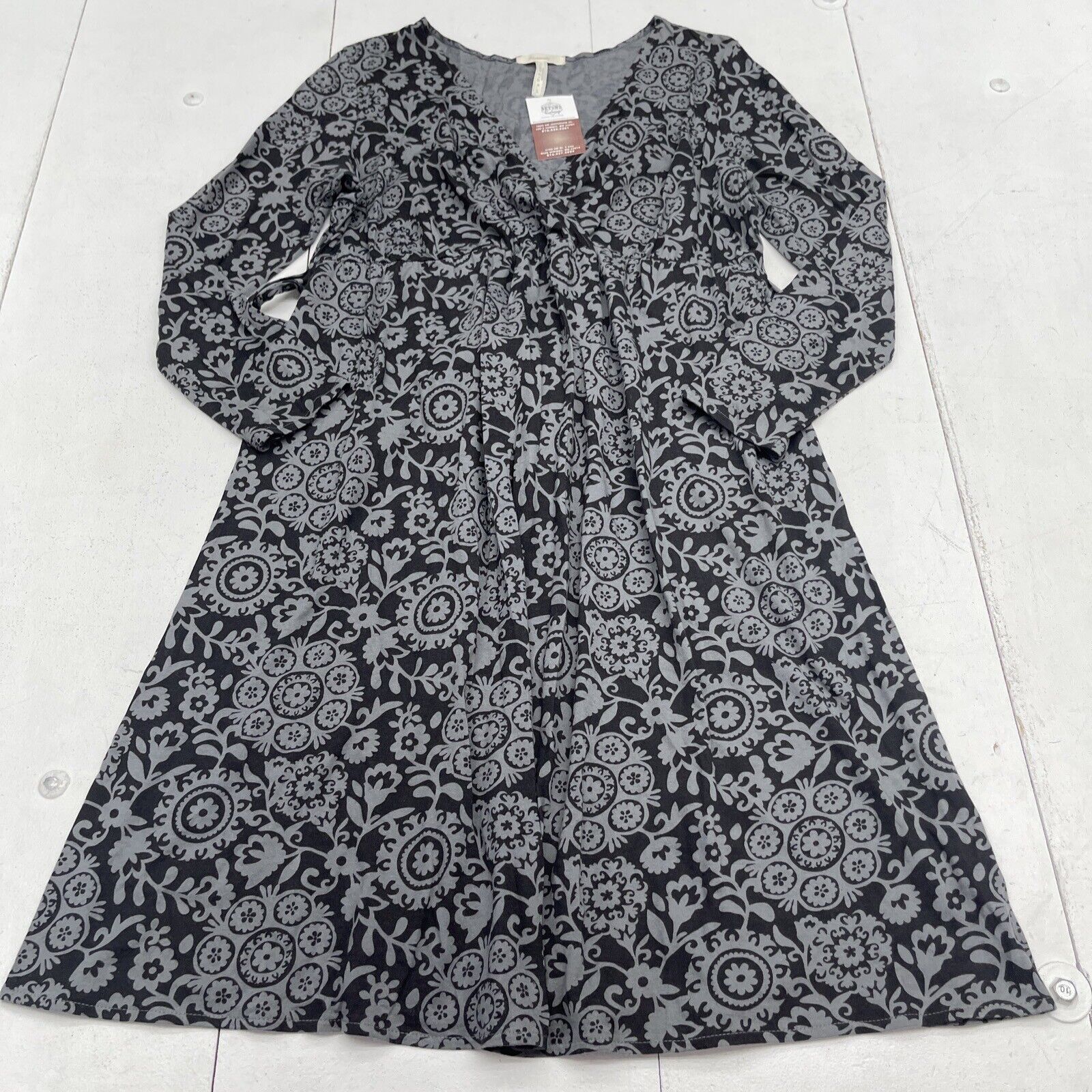 Old Navy Maternity Black Floral Tie Waist Dress Women's Size Large* -  beyond exchange