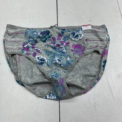 Cacique Gray Floral Print Full Brief Underwear Women's Size 34/36 NEW