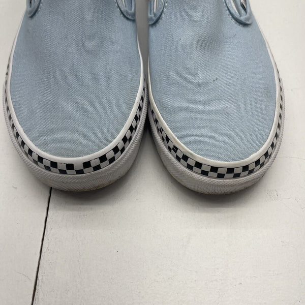 Baby blue vans with checkered stripe sale