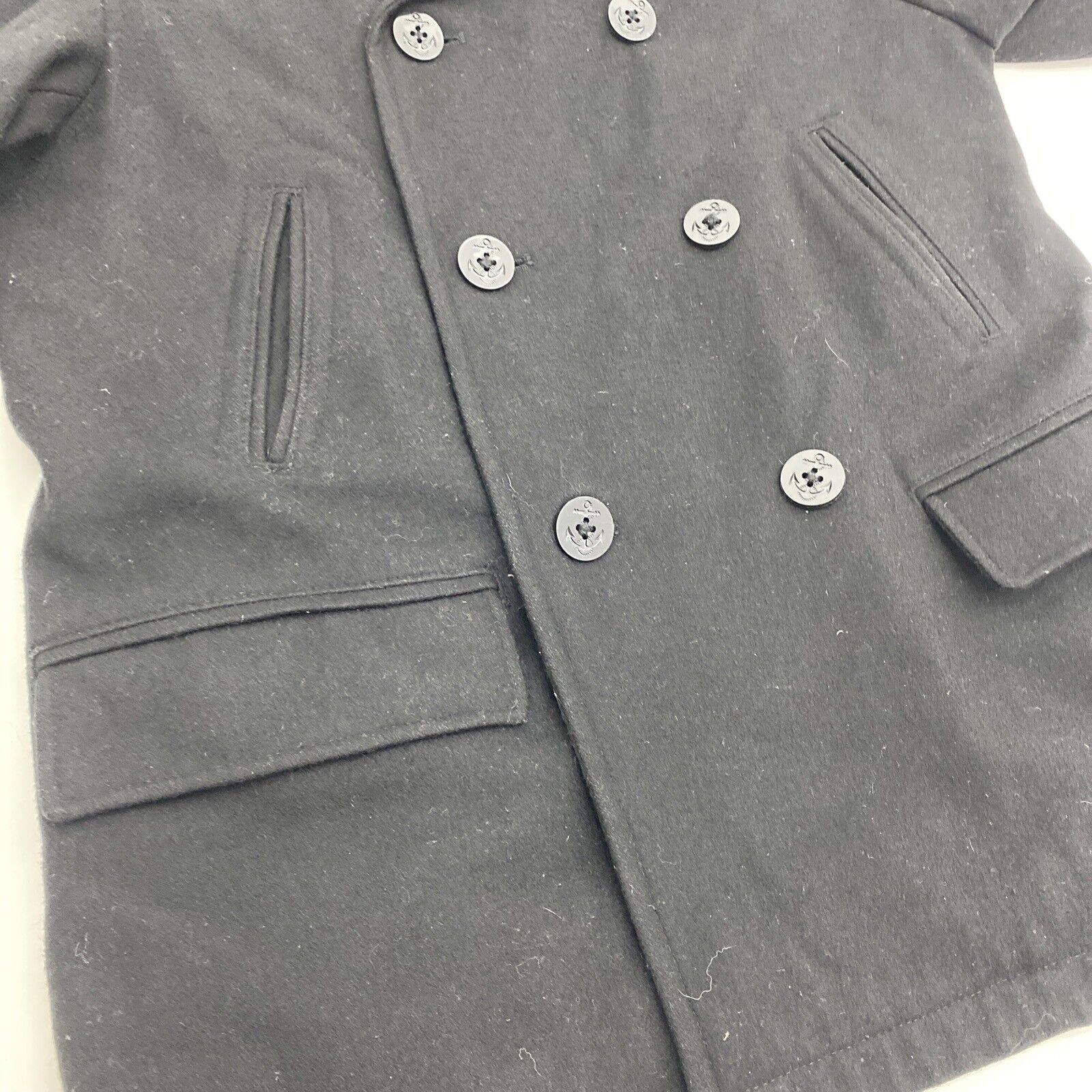 Nautica Black Wool Blend Peacoat Coat Jacket Mens Size Medium