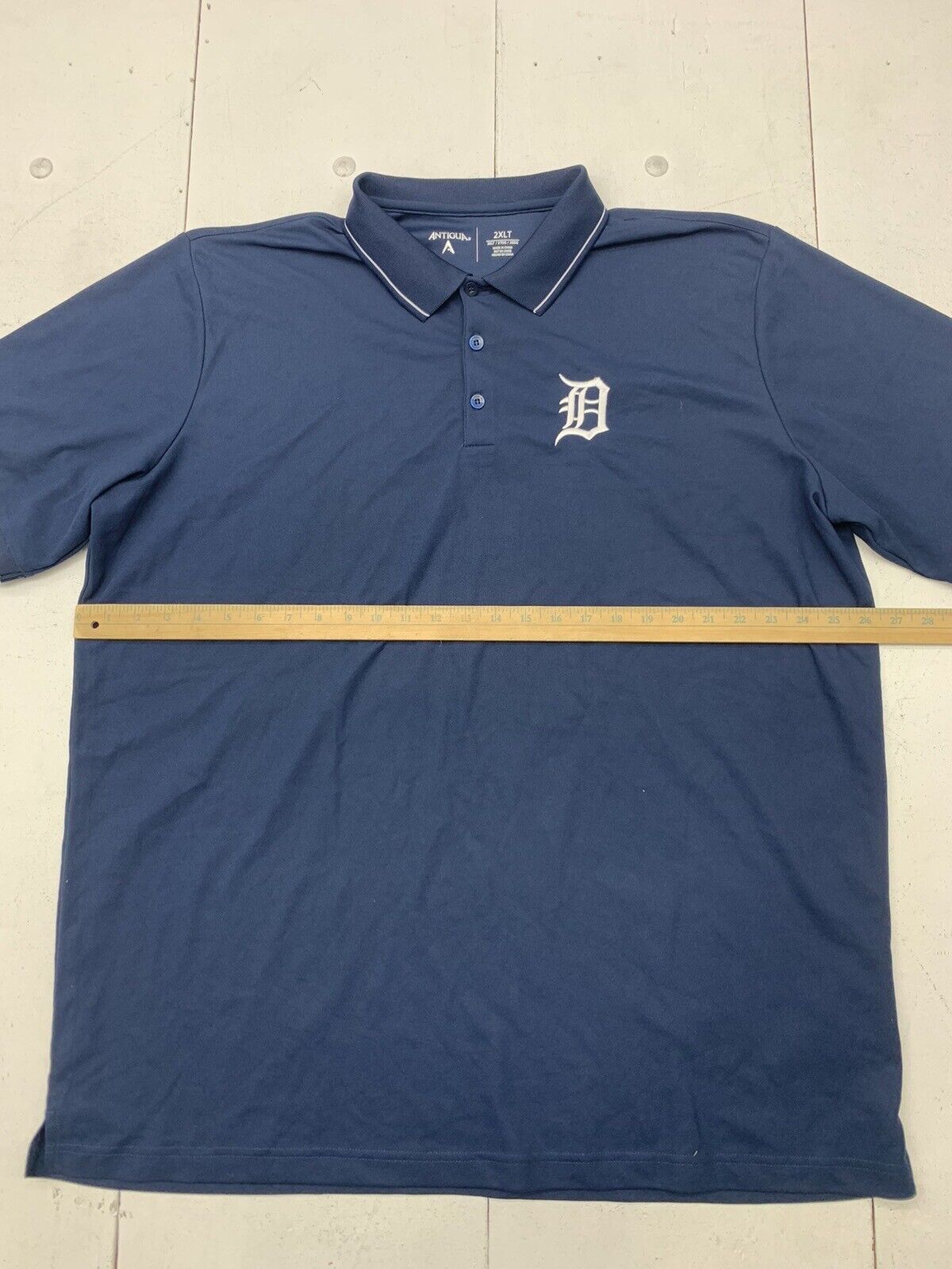 Antigua Mens Dark Blue Detroit Tigers Polo Shirt Size 2XLT