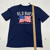 Old Navy Navy Blue Flag Printed Short Sleeve T-Shirt Unisex Kids Size XL NEW