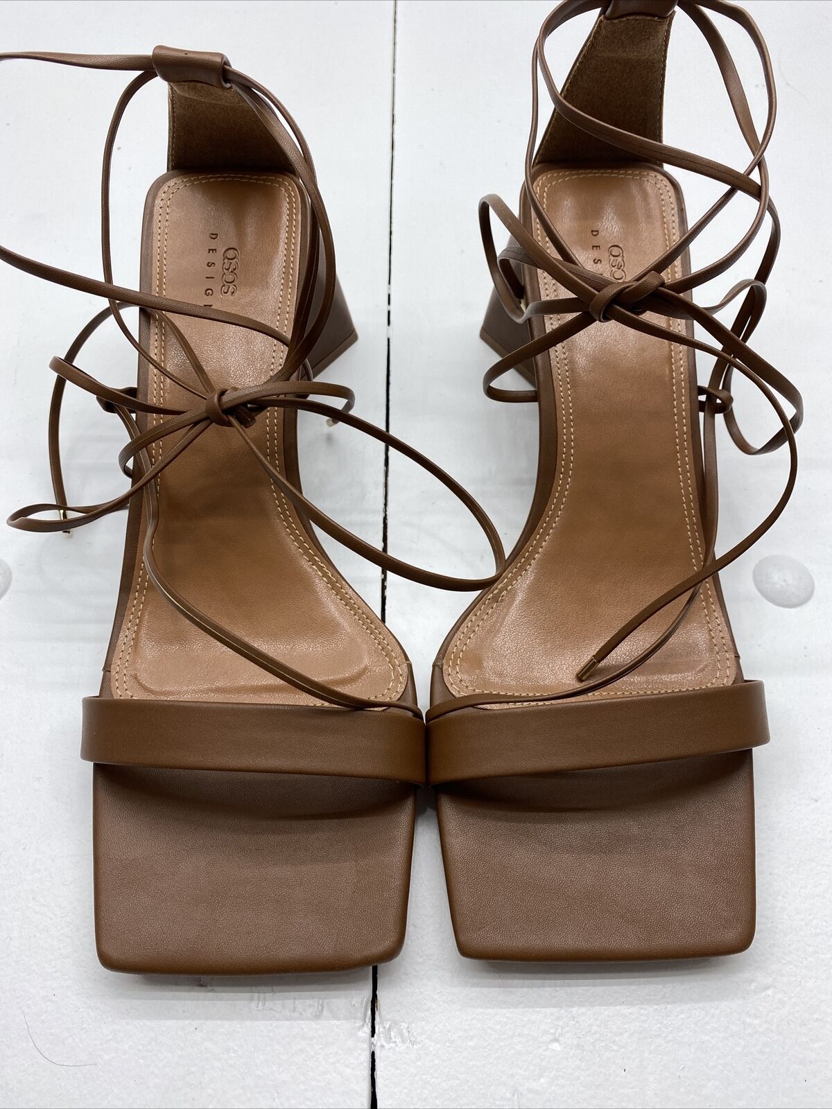 Brown Sandals - Square Toe Heels - Lace-Up Heels - High Heels - Lulus