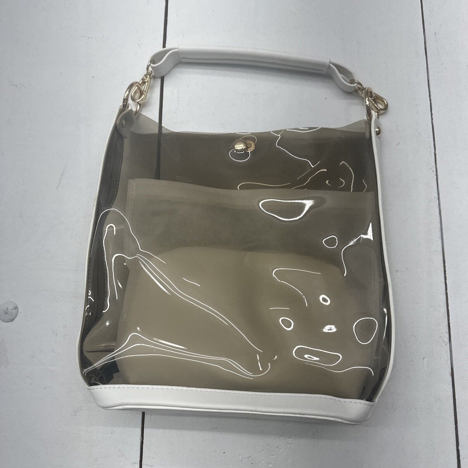 Women's White Transparent Shoulder Purse With Small Crossbody Bag