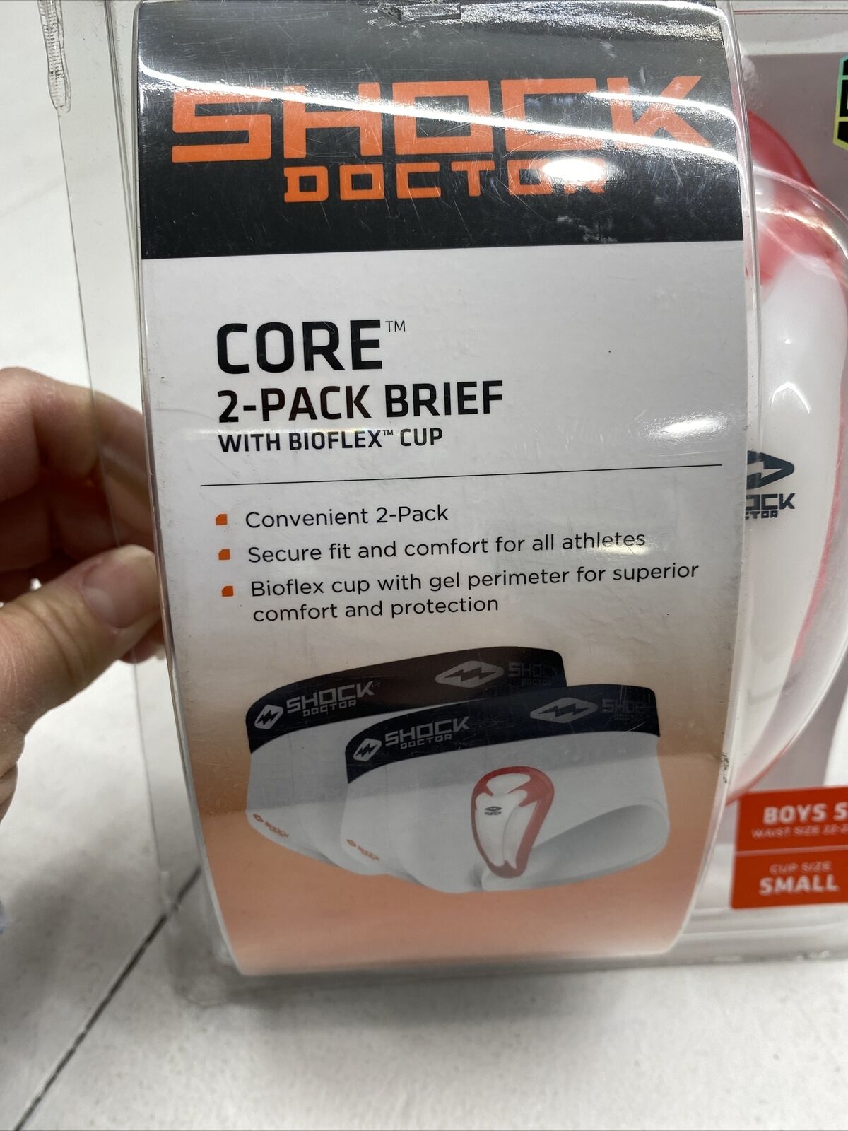 SHOCK DOCTOR Core 2-Pack Brief With Bioflex Cup Boys Size S 22-24