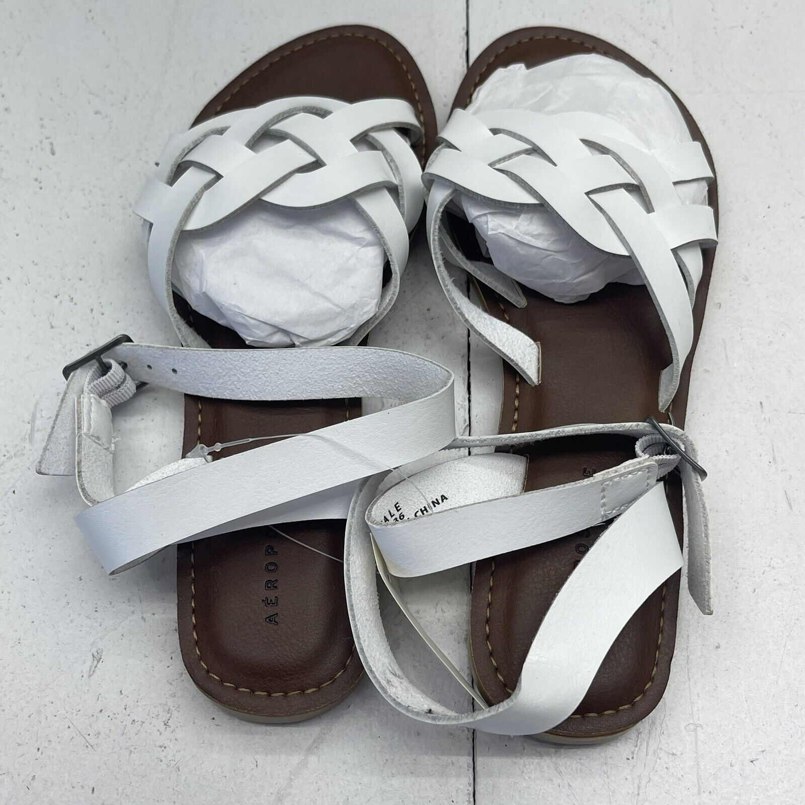 Faux-Leather Cross-Strap Sandals