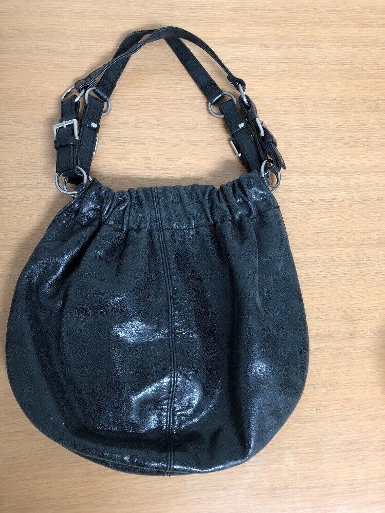Elliott Lucca HOBO Purse Leather Shimmer Silver Handle Handbag Used Clean~  | eBay