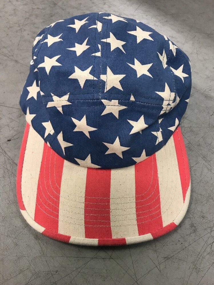 American Flag 100% Cotton Flat Bill Patriotic Adjustable Hat Unisex Adults  OS*