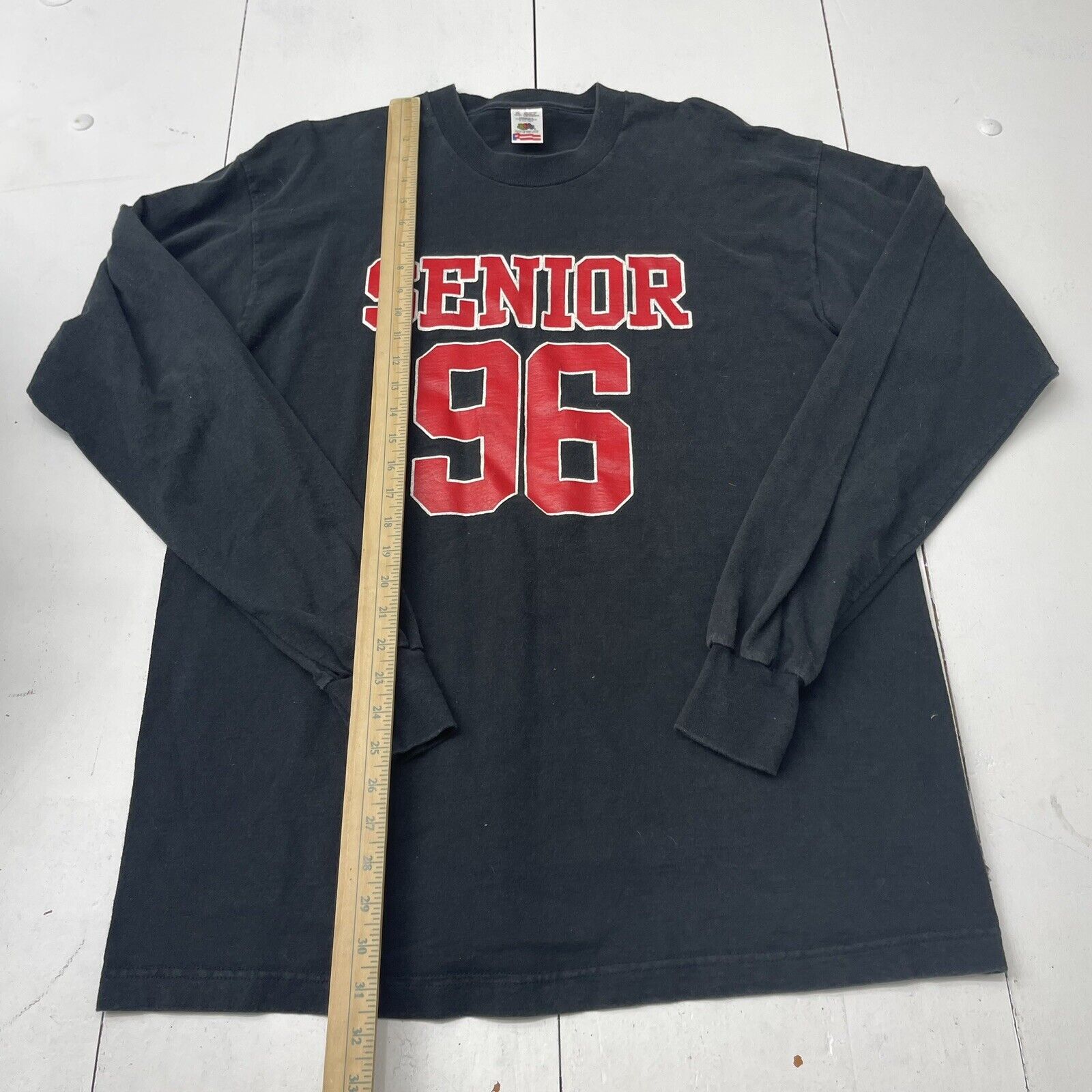 Vintage Fruit Of The Loom Black Senior 96 Active Long Sleeve T