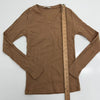 Active Basic Caramel Brown Ribbed Long Sleeve T-Shirt Women&#39;s Size Large