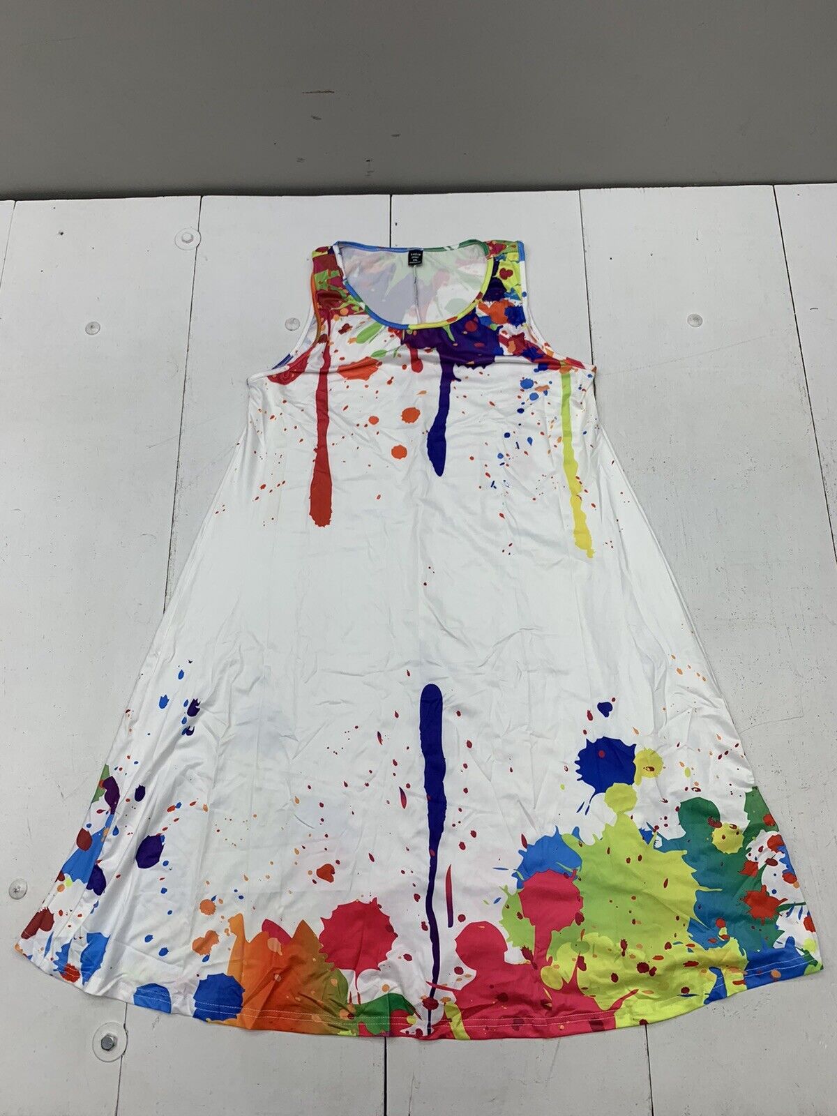 Shein Curve Womens White Paint Splatter Dress Size 1XL - beyond exchange