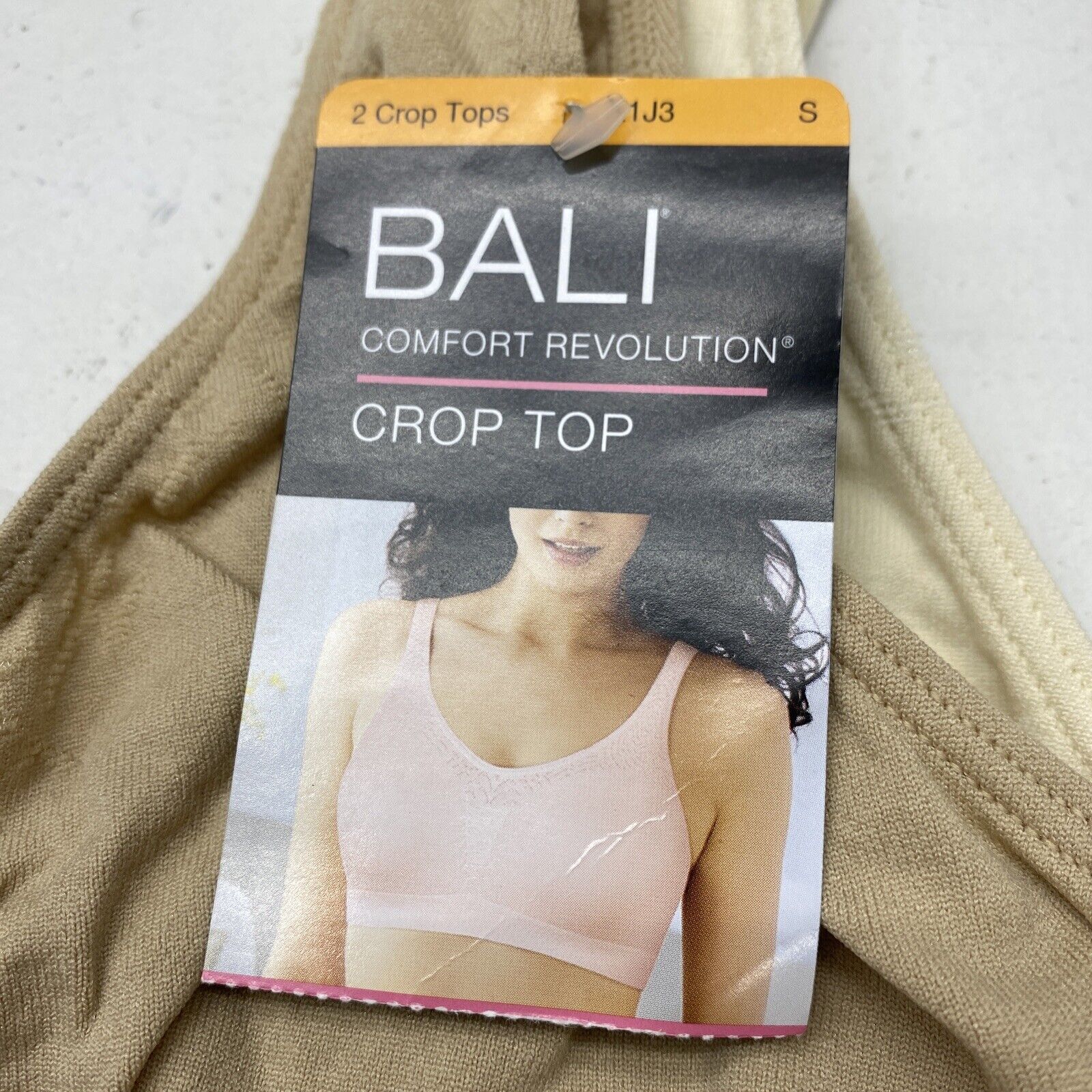 Bali Nude Cream Comfort Revolution Seamless Crop Top 2 Pack Womens Size S  New