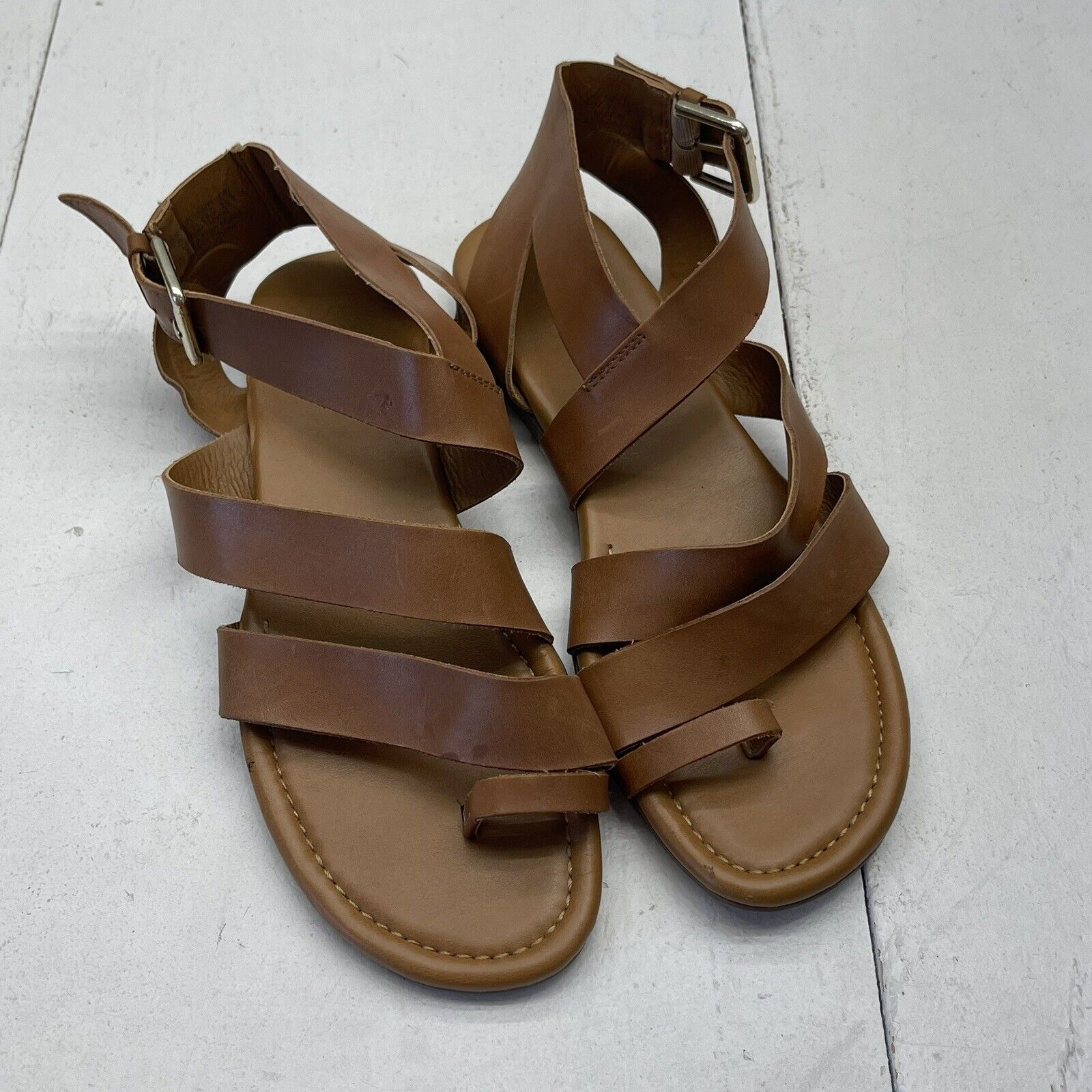 Franco Sarto Brown Leather Sandals L-Gavin Camelot LE Size 8 M New With Box  - Helia Beer Co