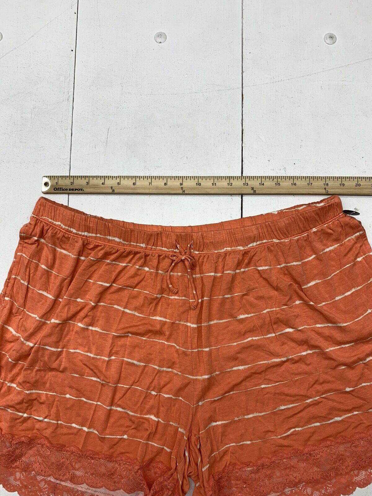 Ambrielle Womens Orange White Striped 2 Piece Pajama Set Size 2X