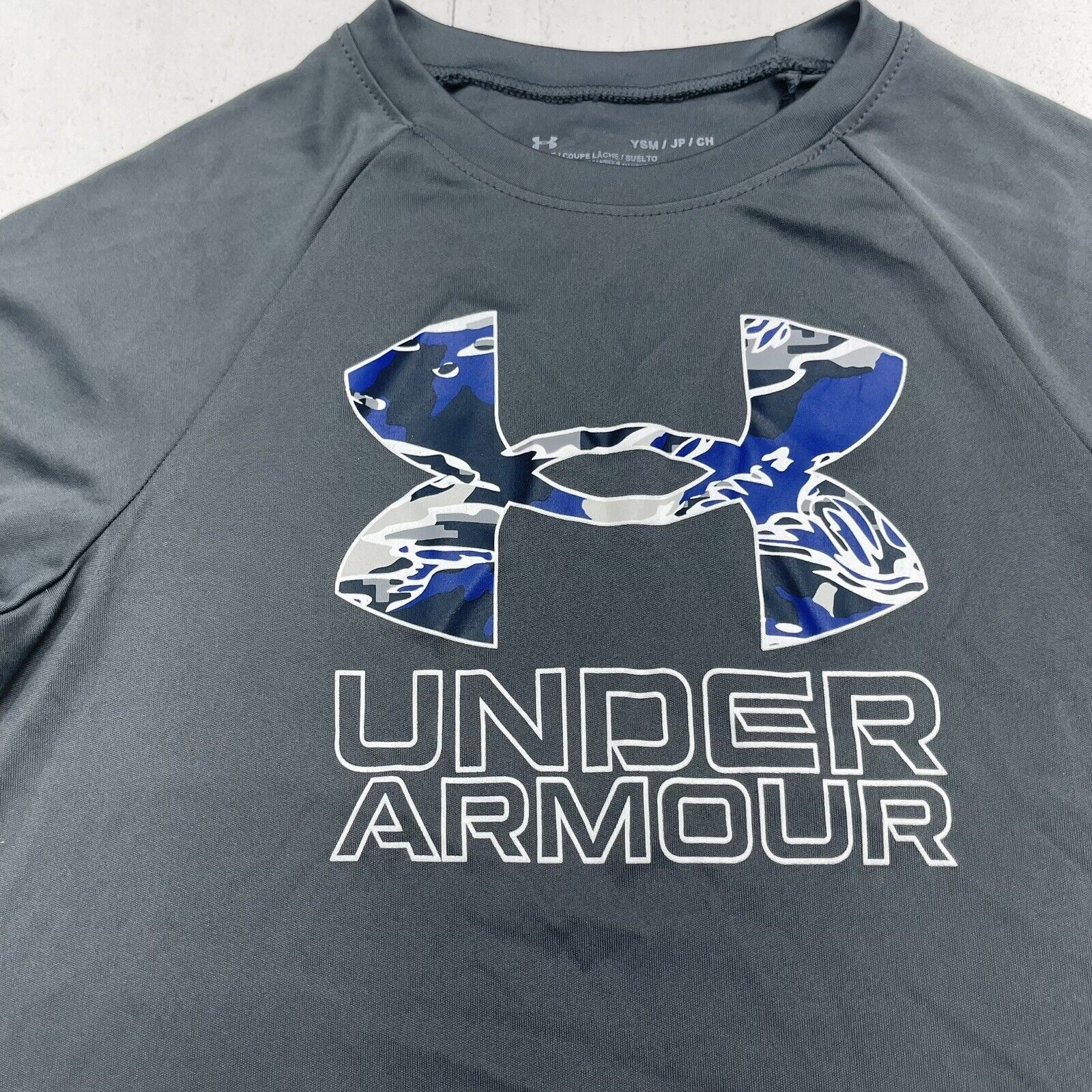 Under Armour Grey Graphic Short Sleeve T Shirt Youth Boys Size