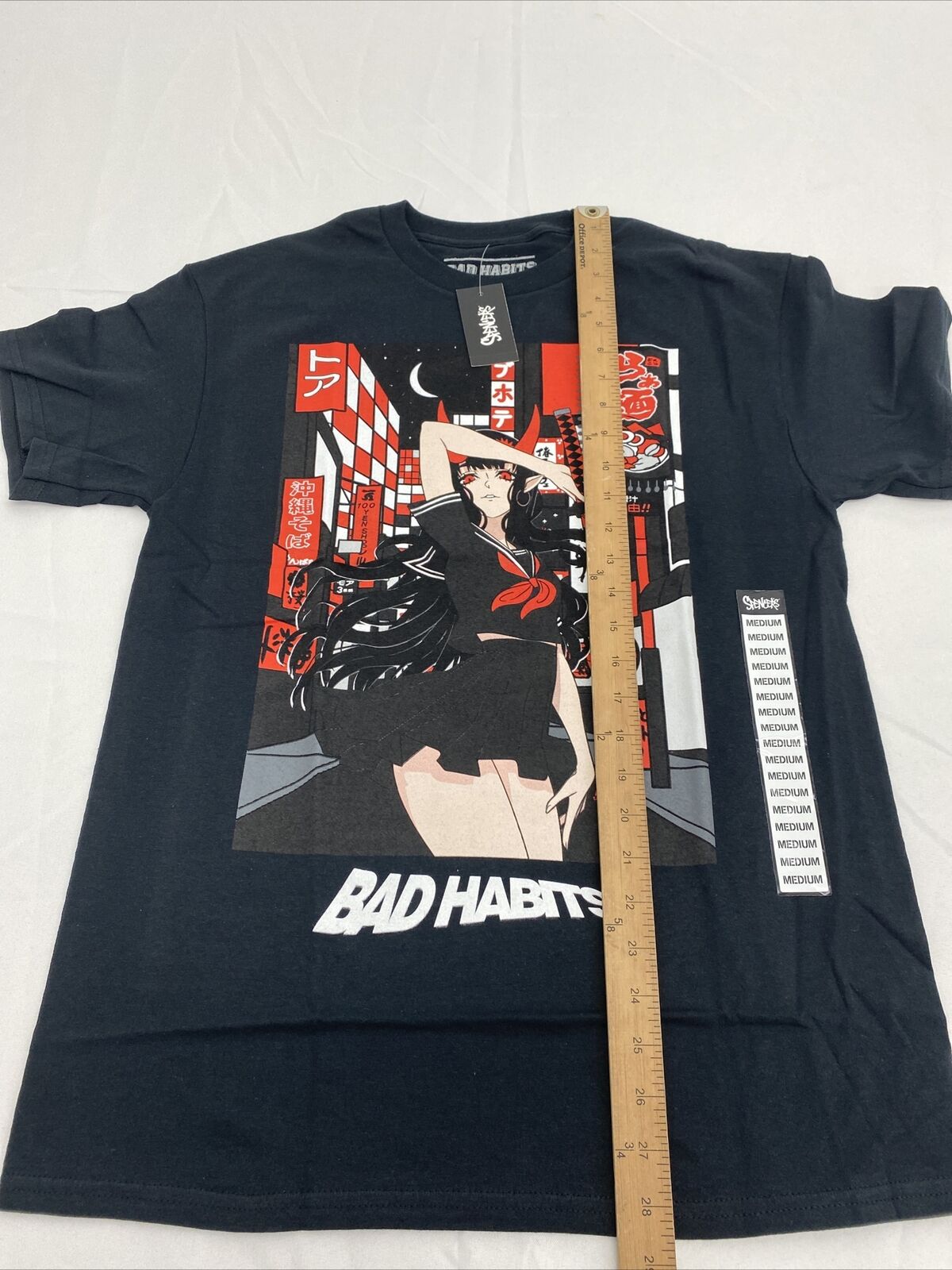 Bad Habits Anime Samura Black T-Shirt Adults Size Medium New
