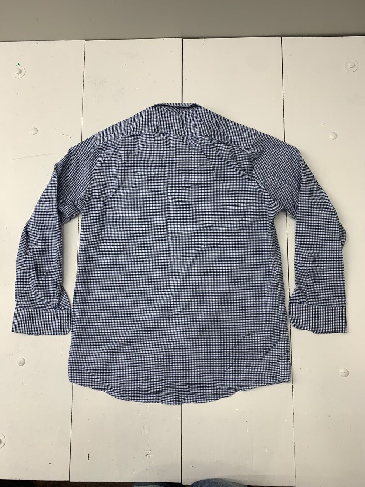 Stafford Mens Dark Blue Check Long Sleeve Button Up Size Large