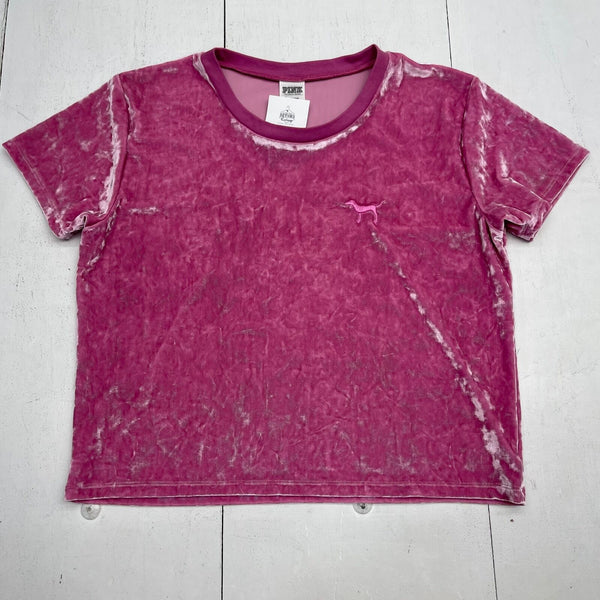 Pink Victoria's Secret Pink Crushed Velvet Crop Short Sleeve