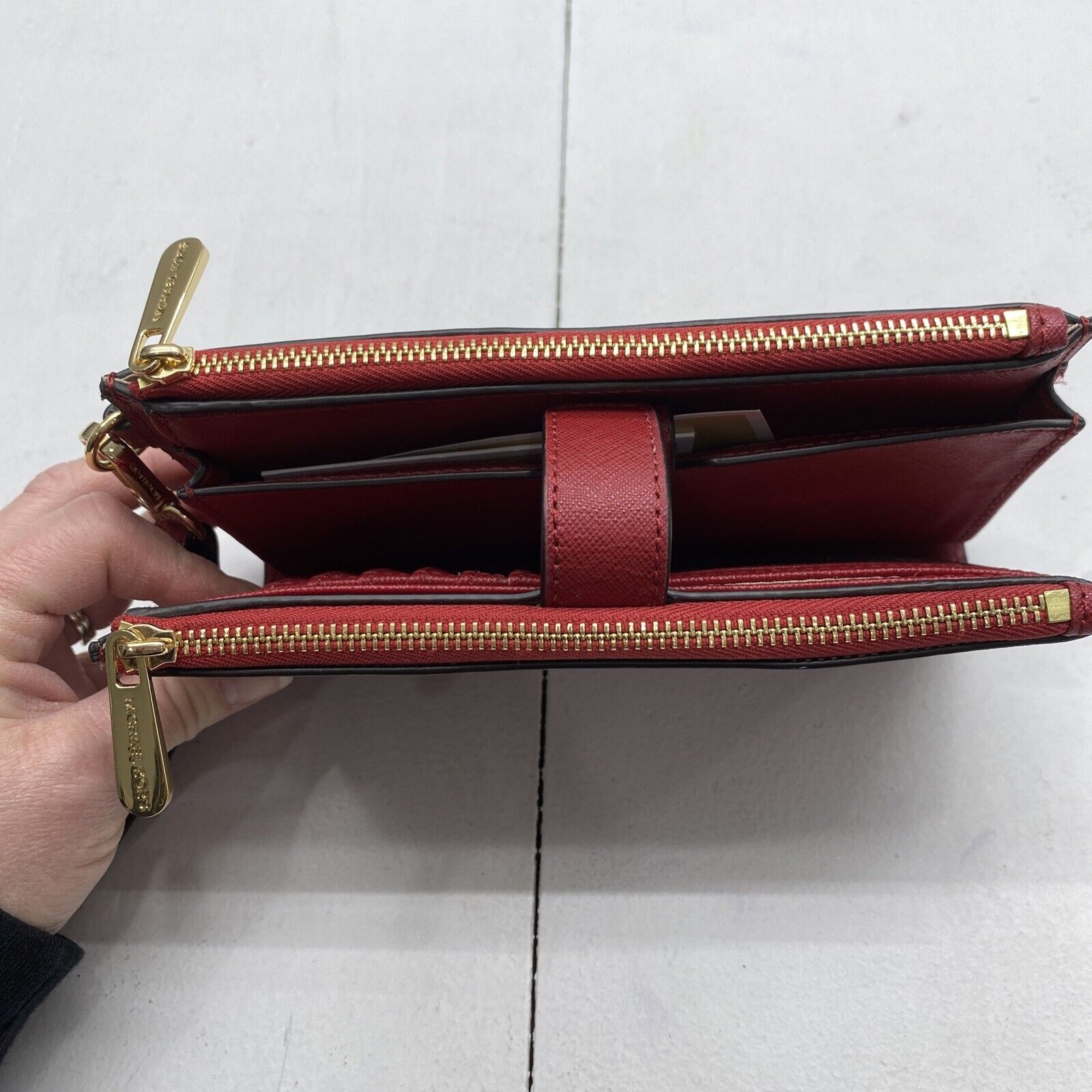 Navy Leather Large Double Zip Wristlet Wallet | Michael Kors