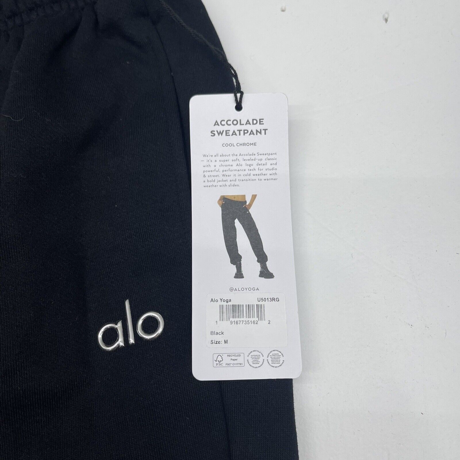 Alo Accolade Sweatpants Black Women's Size Medium New $118
