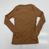 Active Basic Caramel Brown Ribbed Long Sleeve T-Shirt Women&#39;s Size Large