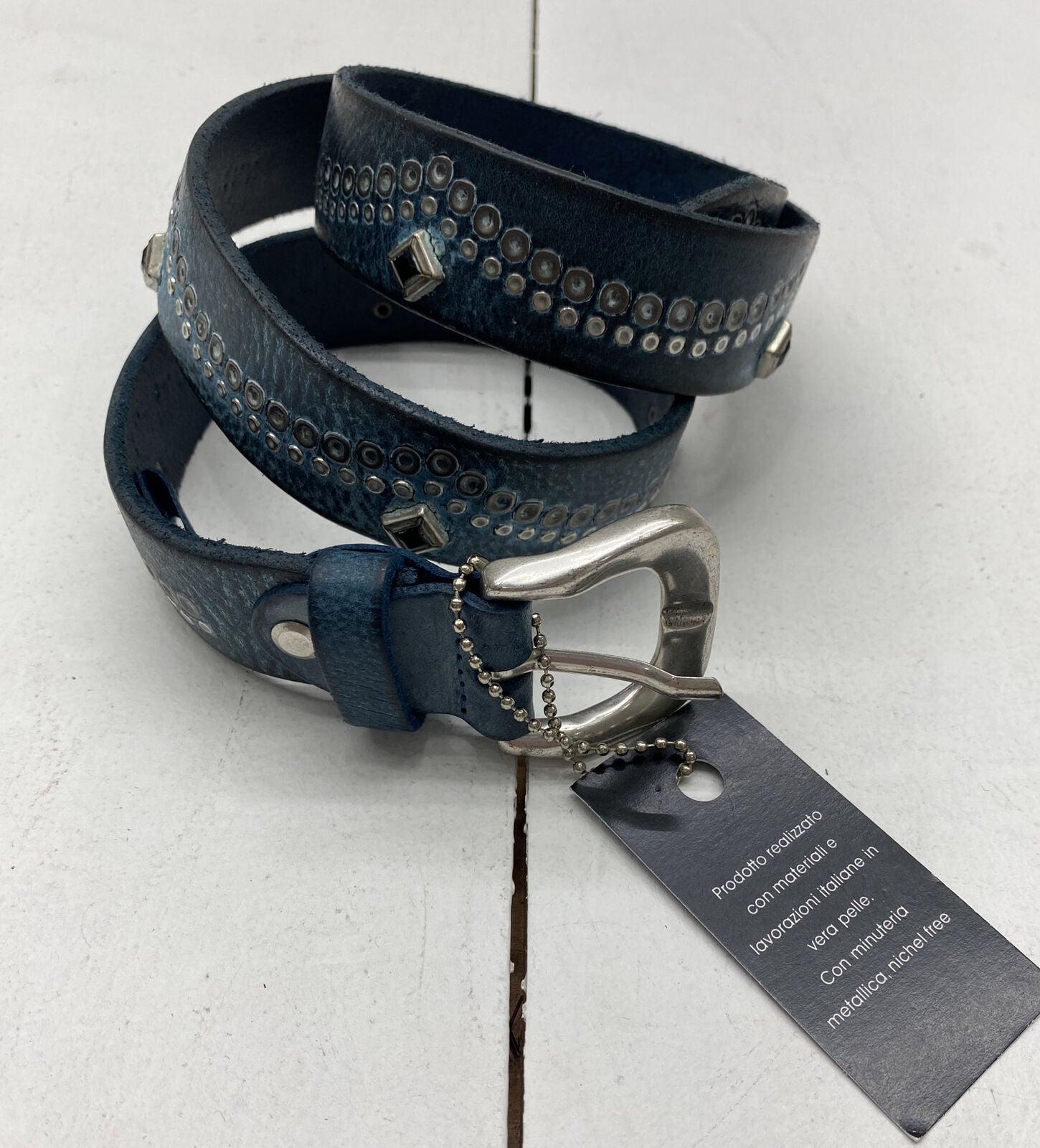 Mari Delli 105031-M-Blue - beyond New Studded exchange Medium Women Belt 90 Size
