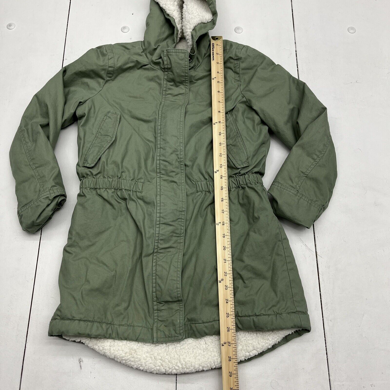 Gap Kids Green Hooded Sherpa Lined Zip Snap Closure Jacket Girls Size -  beyond exchange