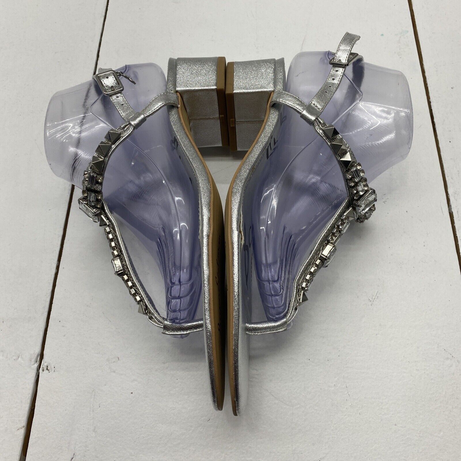 Sam Edelman Annalise Silver Rhinestone Healed Sandals Women s Size