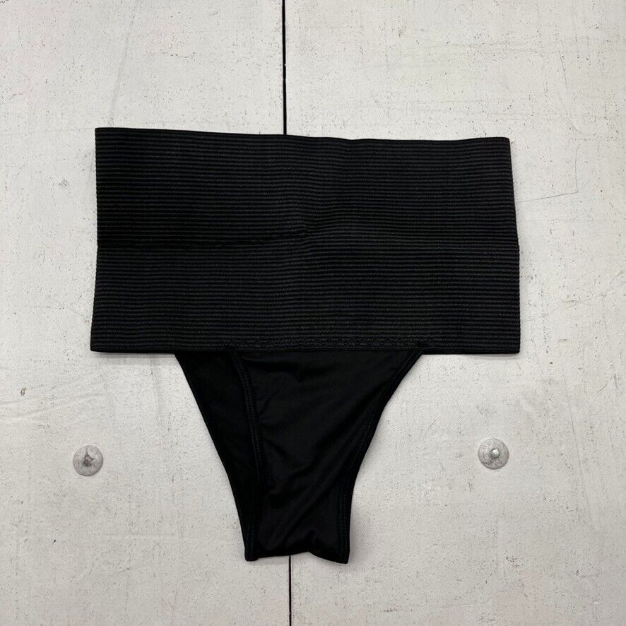 Black Ribbed High-Waisted Compression Bikini Underwear Women's Size La -  beyond exchange
