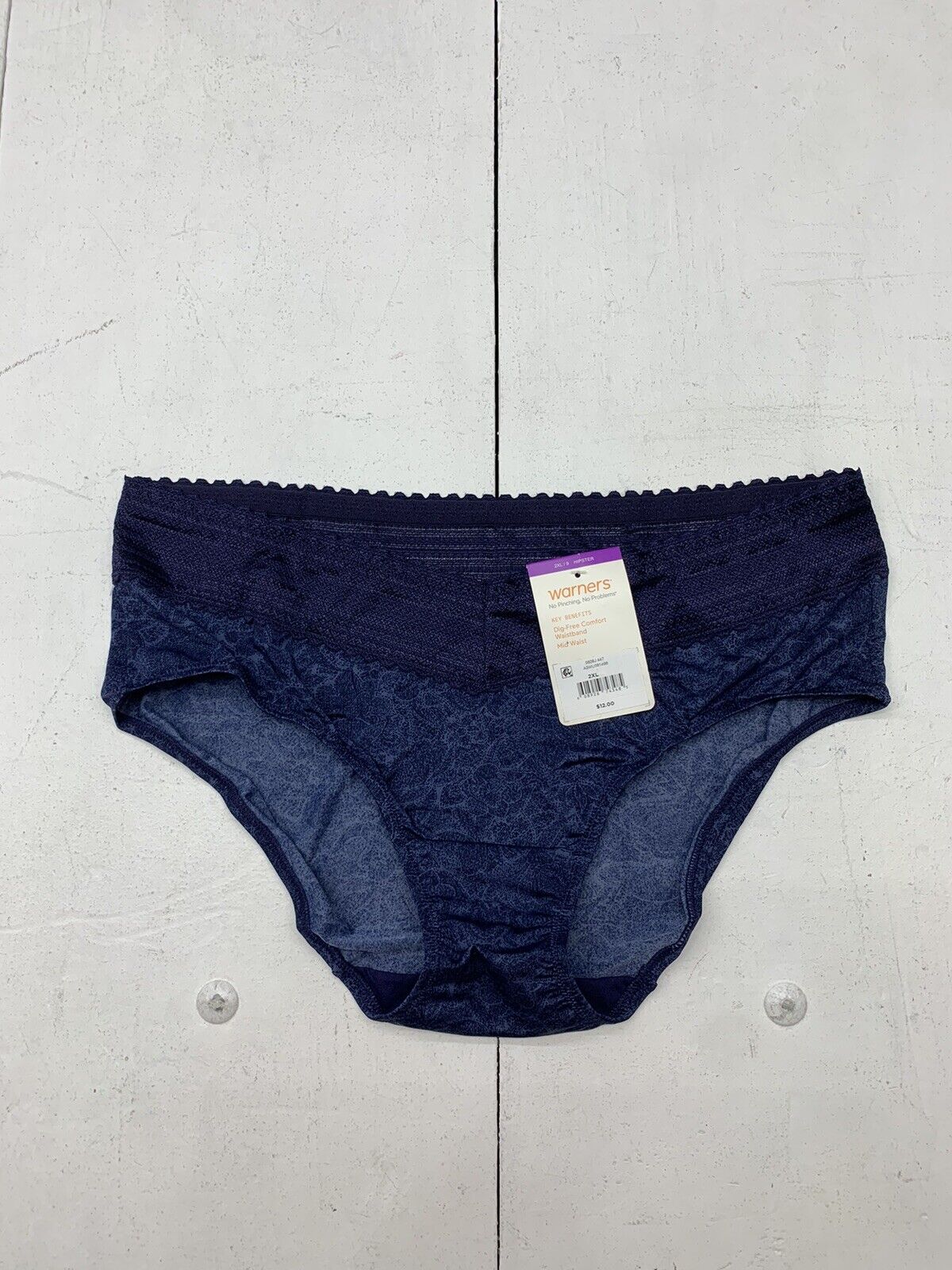 Warners Womens Dark Blue Hipster Panties Size 2XL