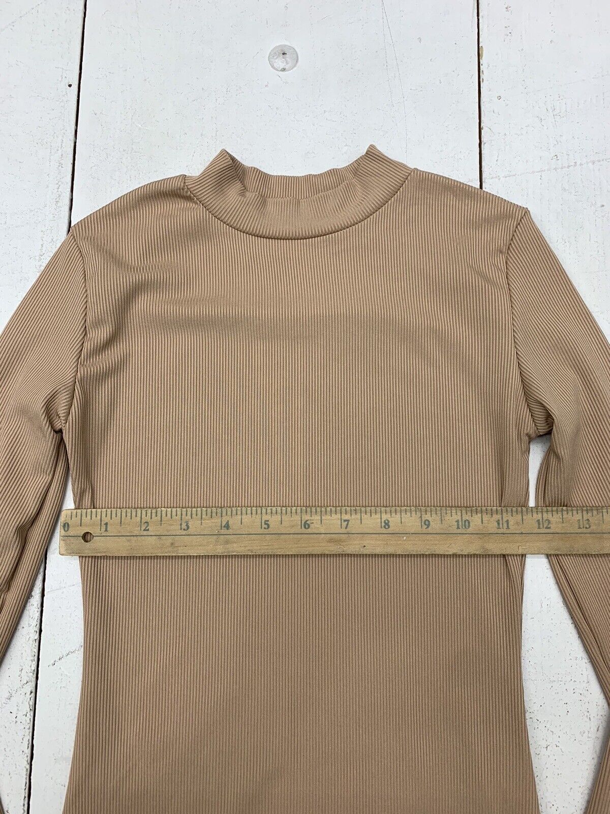 Brown Ribbed Long Sleeve Unitard